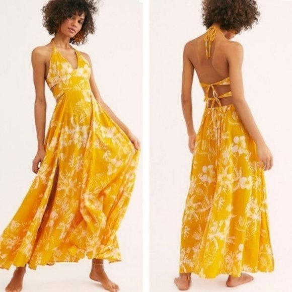 Free People Dresses & Skirts - Free People Lille Yellow Maxi Dress Large NWT